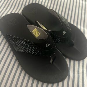 Reef Black Flip Flops with Geometric Straps